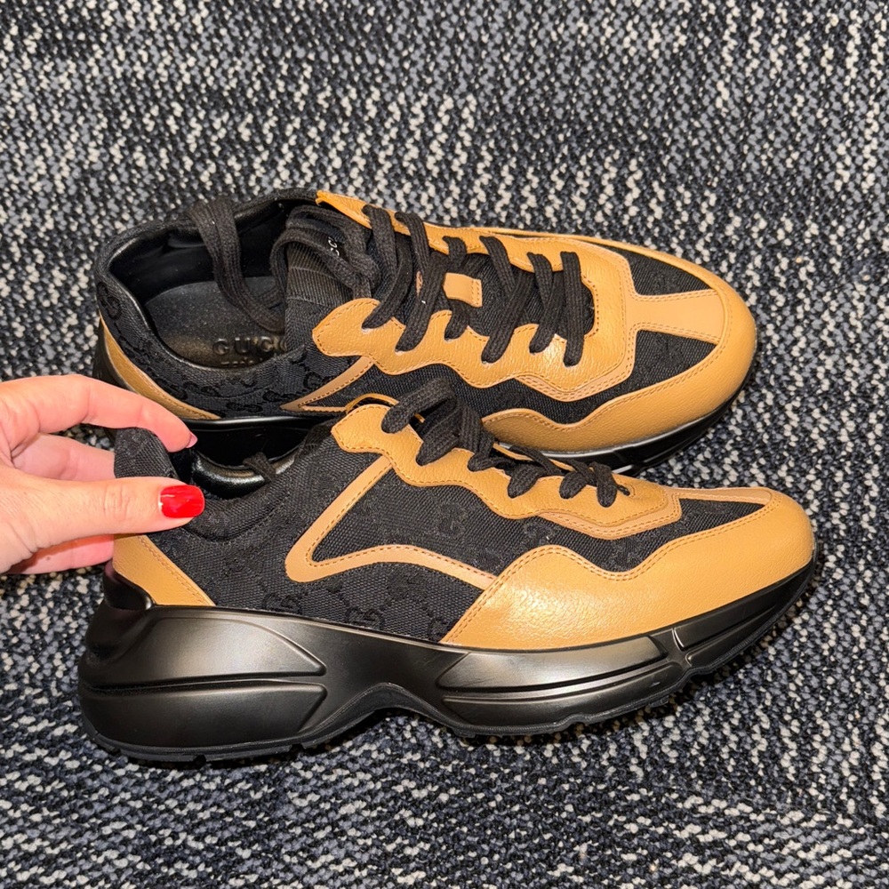 Gucci Rython Sneakers Maxi GG Supreme Black Khaki Beige